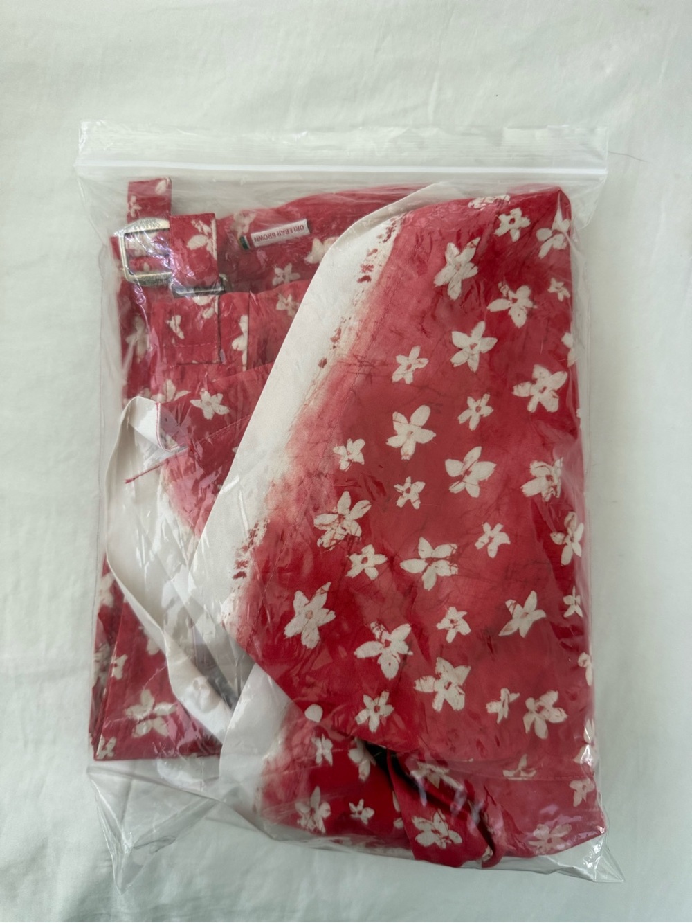 Orlebar Brown Red Floral Print Fabric with White Blossoms - Picture 7 of 7